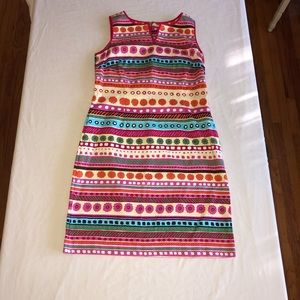 Vintage Talbots Pique Shift Dress Flowers Stripes